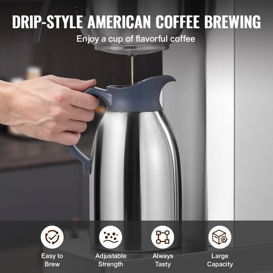Vevor 12-Cup Commercial Drip Coffee Maker with Thermal Carafe New