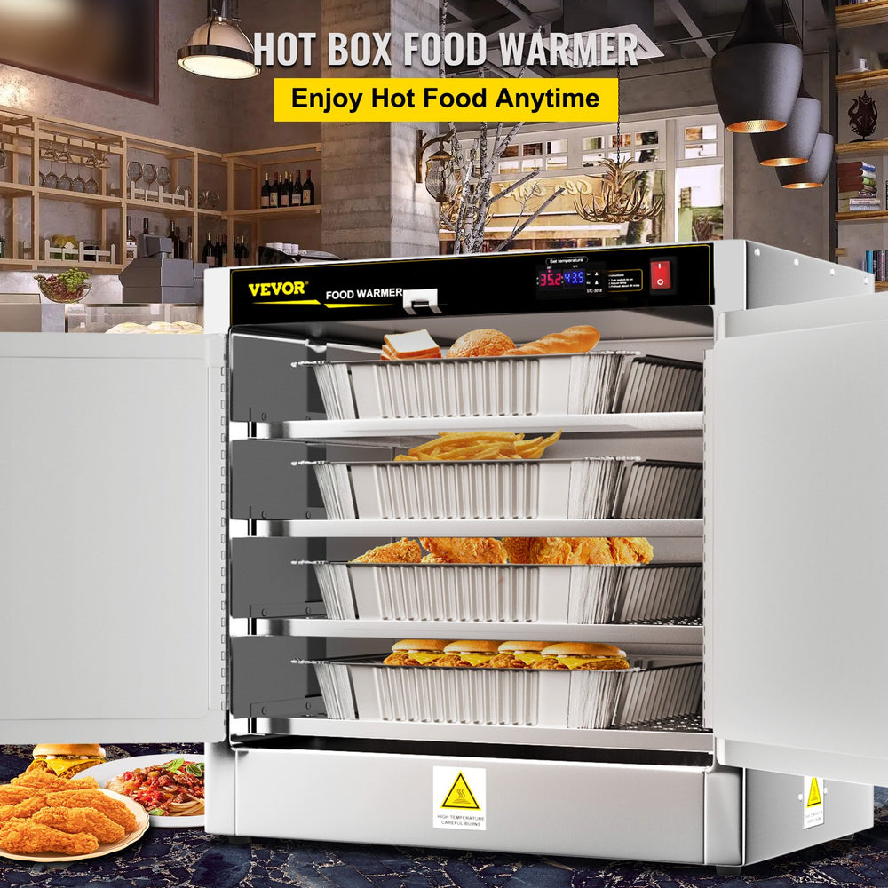 Vevor Hot Box Food Warmer 25"x15"x24" 4 Shelves Water Tray 750W Tested to UL Standards New