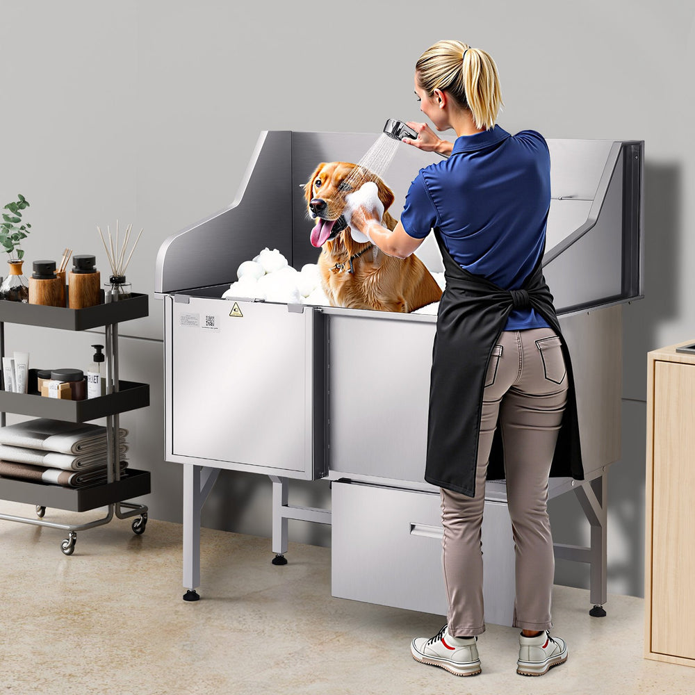 Vevor Dog Grooming Tub 50" Stainless Steel with Ramp and Faucet New