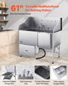 Vevor Dog Grooming Tub 61" Stainless Steel 440 Lb Capacity Non-Slip Ramp and Storage Cabinet New
