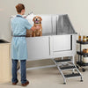 Vevor Dog Grooming Tub 62" Stainless Steel Anti-Slip Stairs Showerhead Leak-Proof New