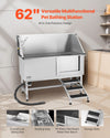 Vevor Dog Grooming Tub 62" Stainless Steel Anti-Slip Stairs Showerhead Leak-Proof New