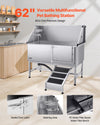 Vevor Dog Grooming Tub 62" Stainless Steel Anti-Slip Ramp Showerhead Leak-Proof New