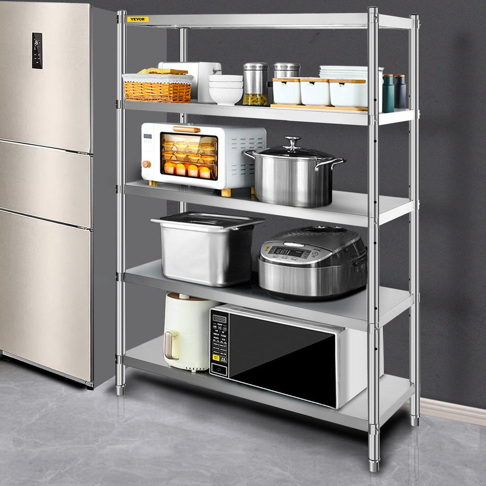 Vevor 5-Tier Storage Shelf 47.5" x 18" x 72" Stainless Steel 1650 Lbs. Capacity Adjustable Height New