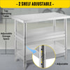 Vevor Outdoor Prep Table 59.8" x 17.7" x 33.7" Commercial Stainless Steel with 2 Adjustable Undershelf New