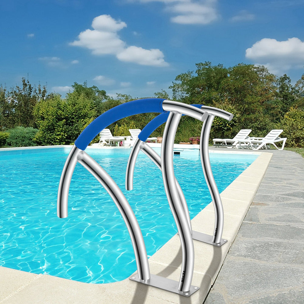 Vevor Pool Rail 30" x 30" Rustproof Handrail 375 Lbs Capacity with Blue Nylon Grip Cover New