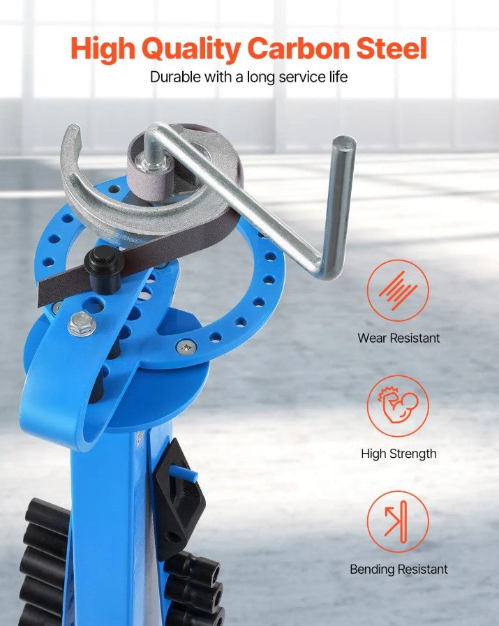 Vevor Manual Pipe Bender 200° Max Bending Angle Heavy-Duty Non-Slip Rubber Grip with 14 Dies New