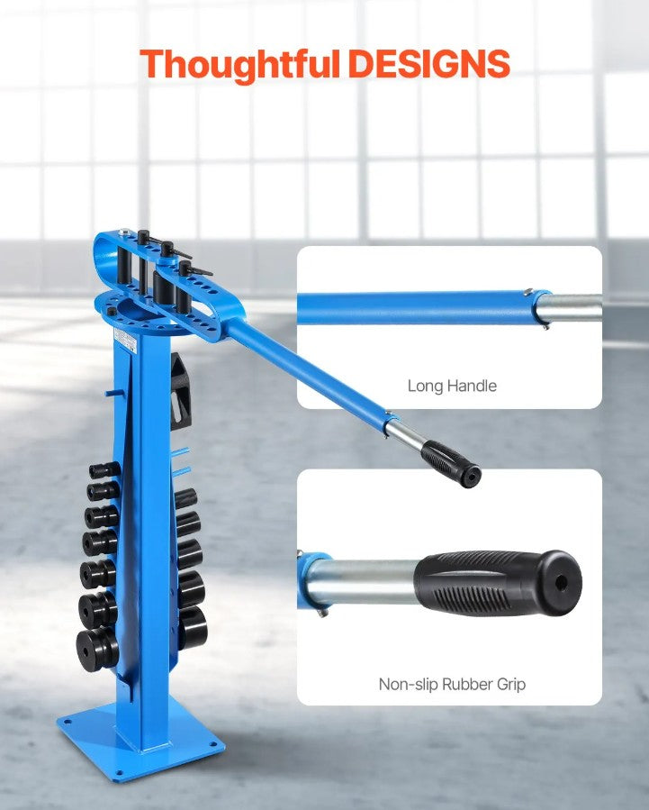 Vevor Manual Pipe Bender 200° Max Bending Angle Heavy-Duty Non-Slip Rubber Grip with 14 Dies New