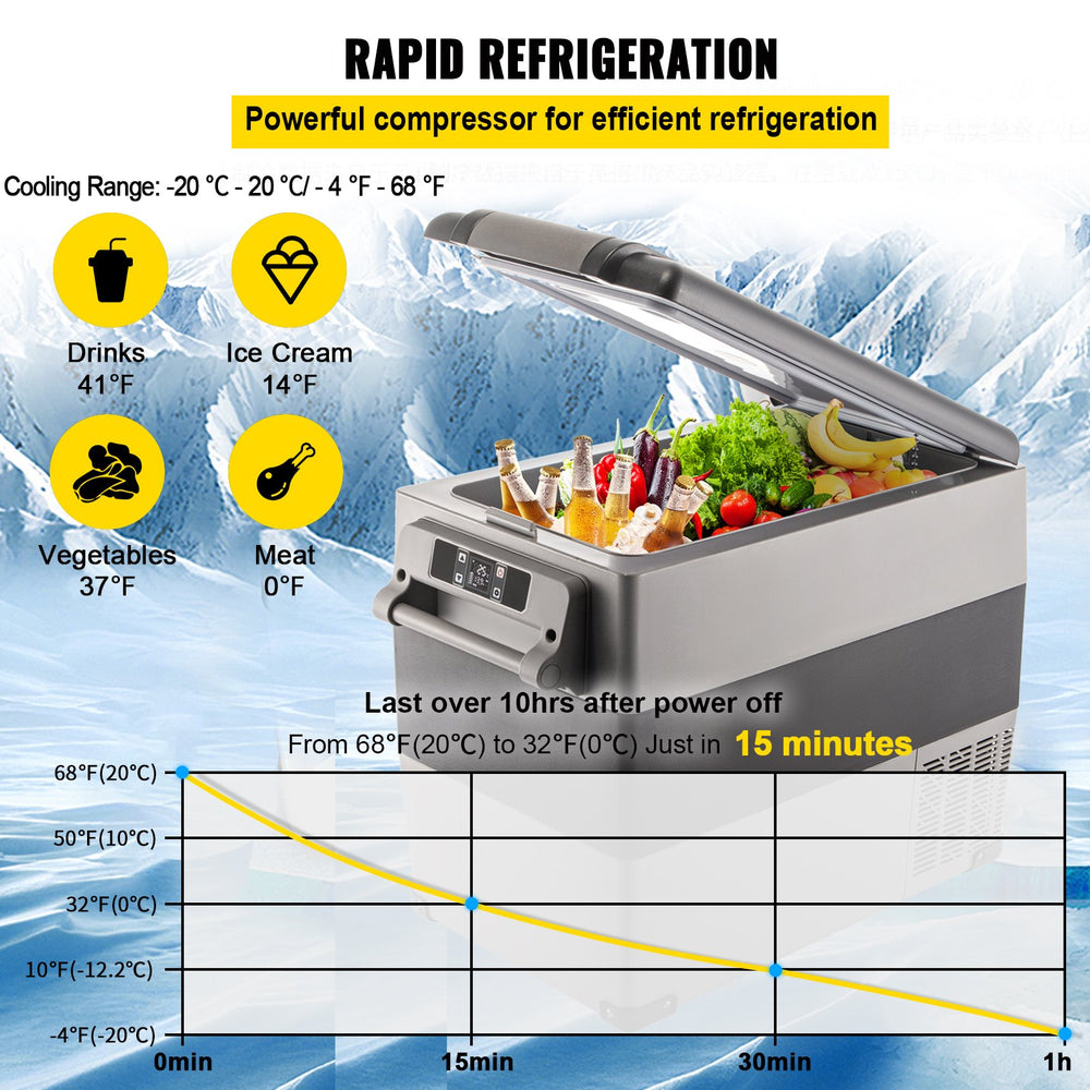 Vevor Portable Refrigerator 58 Qt 12V Dual Zone -4°F to 68°F Adjustable Temperature New