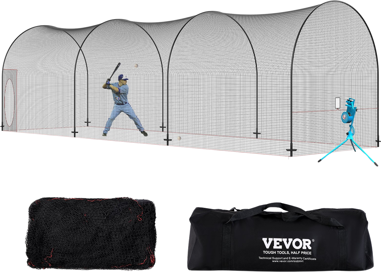 Vevor Baseball Batting Cage 40' Enclosed Pitching Net with Sturdy Frame and Carry Bag New