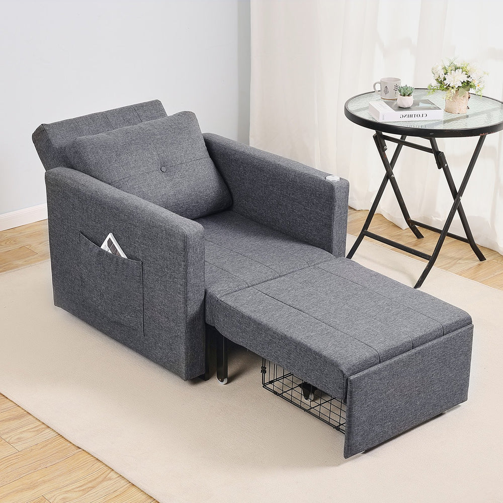 Vevor Sleeper Sofa Bed Convertible Pull Out Chair 5-Position Recliner with Storage and Desk Board New