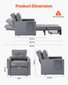 Vevor Sleeper Sofa Bed Convertible Pull Out Chair 5-Position Recliner with Storage and Desk Board New