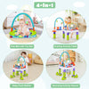 4-in-1 baby bouncer activity center in green, featuring adjustable heights and multiple interactive toys for versatile.
