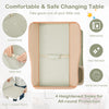 Baby diaper changing table with waterproof pad, 3 adjustable heights, and safety features for secure and convenient use.