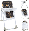 Side view of the 3-in-1 convertible baby high chair in dark brown, showcasing adjustable backrest and footrest.