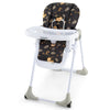 3-in-1 convertible baby high chair in dark brown with adjustable seat heights and removable tray for easy feeding.