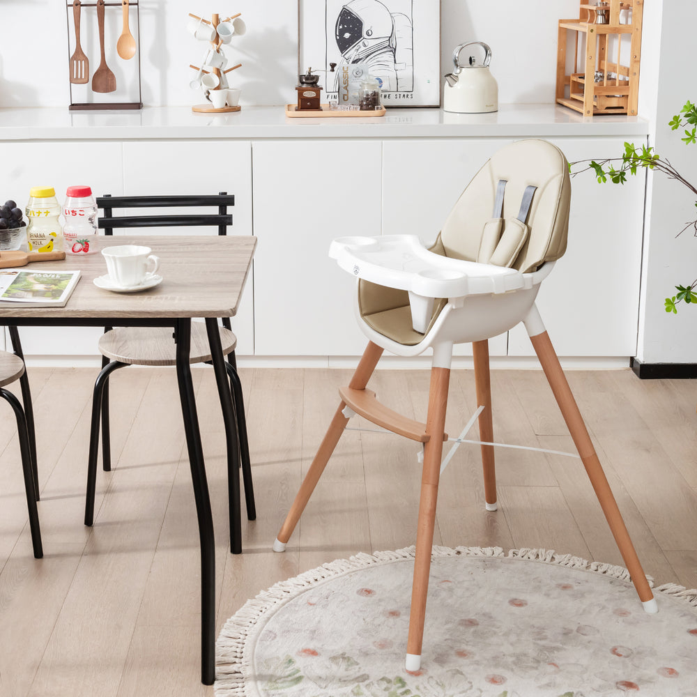 Baby High Chair with Dishwasher Safe Tray-Beige - Gallery View 1 of 13