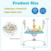 Baby Jump and Play Activity Center in blue with rotatable seat and interactive toys, adjustable height for growing.