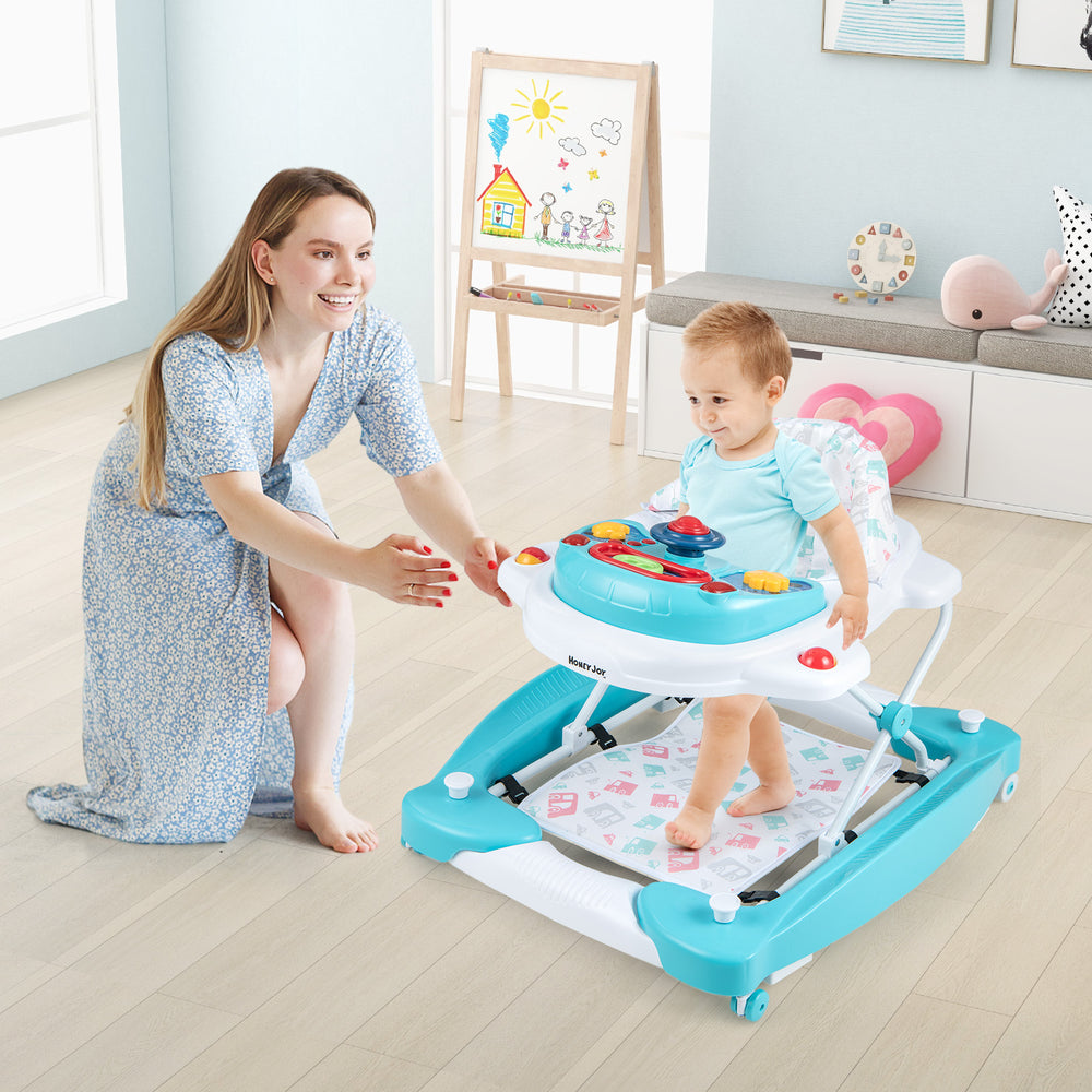 6 in 1 Foldable Baby Walker with Adjustable Height-Green - Gallery View 1 of 11