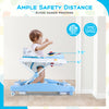 Adjustable height baby walker in blue with safety distance features, perfect for walking and interactive fun.
