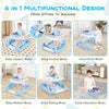 6 in 1 Foldable Baby Walker in blue, featuring adjustable height, music tray, and ergonomic backrest for versatile use.