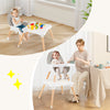 5-in-1 baby wooden convertible high chair in gray with adjustable tray, soft cushion, and stable beechwood legs for.