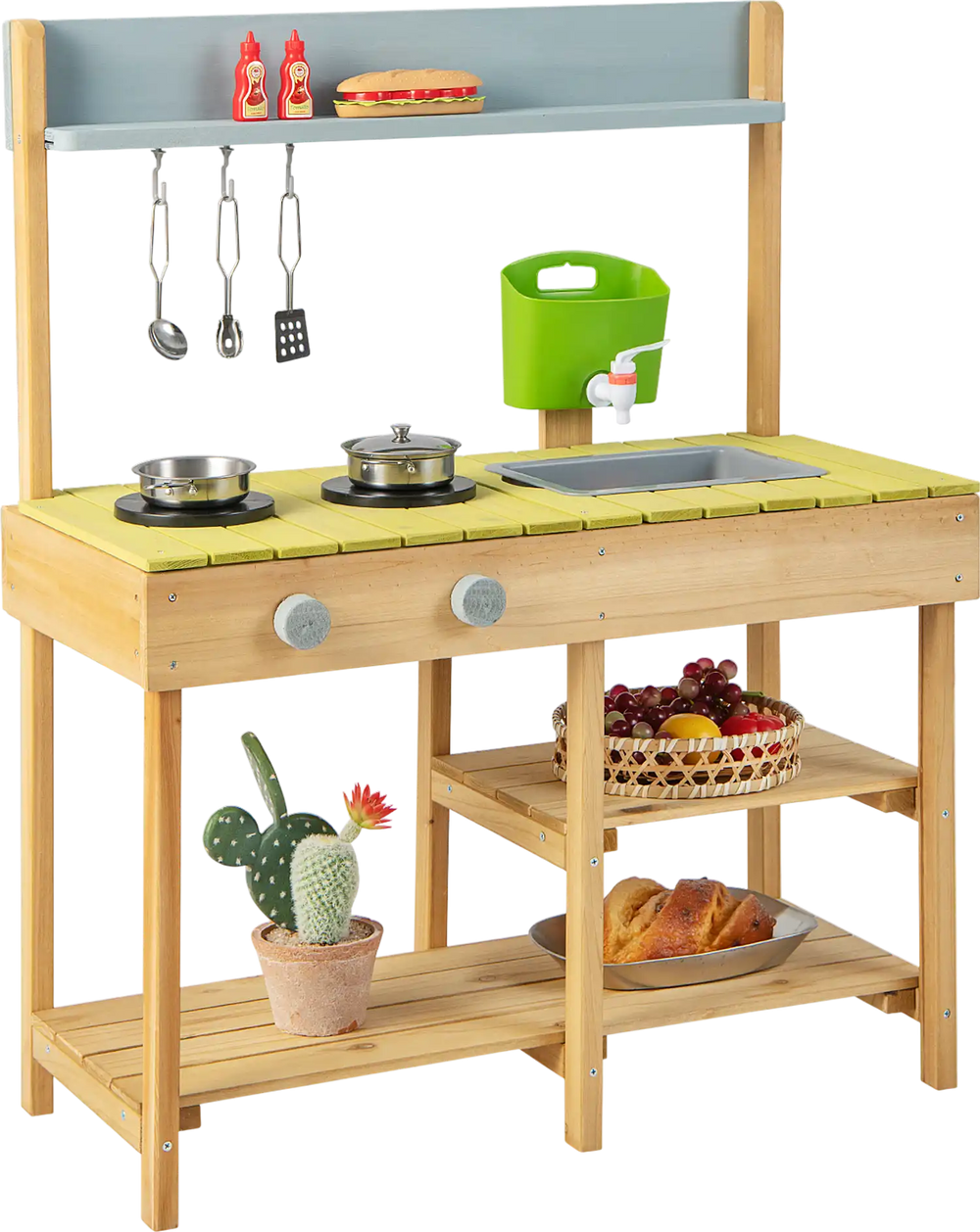 Backyard Pretend Play Toy Kitchen with Stove Top