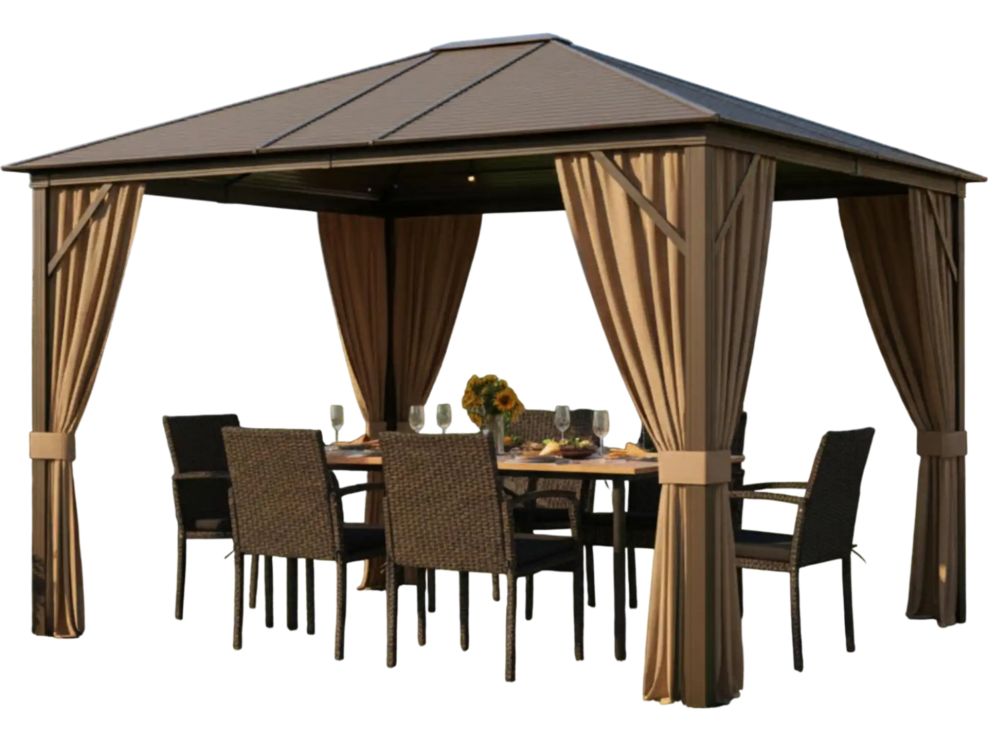 Costway All-Weather Gazebo Dining Combo Patio Furniture 76218795 New