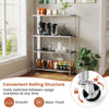 4-tier bakers rack on wheels with adjustable shelves, featuring a convenient rolling structure for kitchen organization.