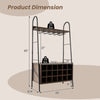 Baker's rack in rustic brown with detachable wine rack, featuring space for 18 bottles and 15 glasses, ideal for.