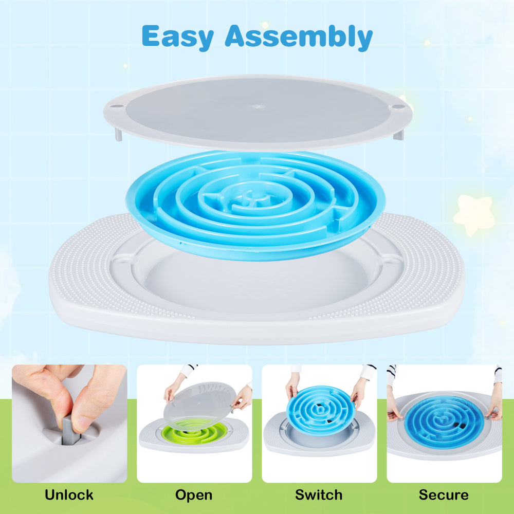 Balance board maze with three maze discs, 140 lbs capacity, designed for kids to develop balance and strength.