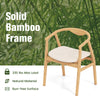 Bamboo accent chair with armrests and curved backrest, featuring a solid frame and soft padded seat for comfort.