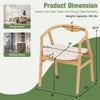 Bamboo accent chair dimensions displayed, showing a curved backrest and armrests, suitable for various home settings.