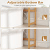 Adjustable bottom bar of the 3-tier bamboo bathroom organizer, showcasing height options for piping layout flexibility.