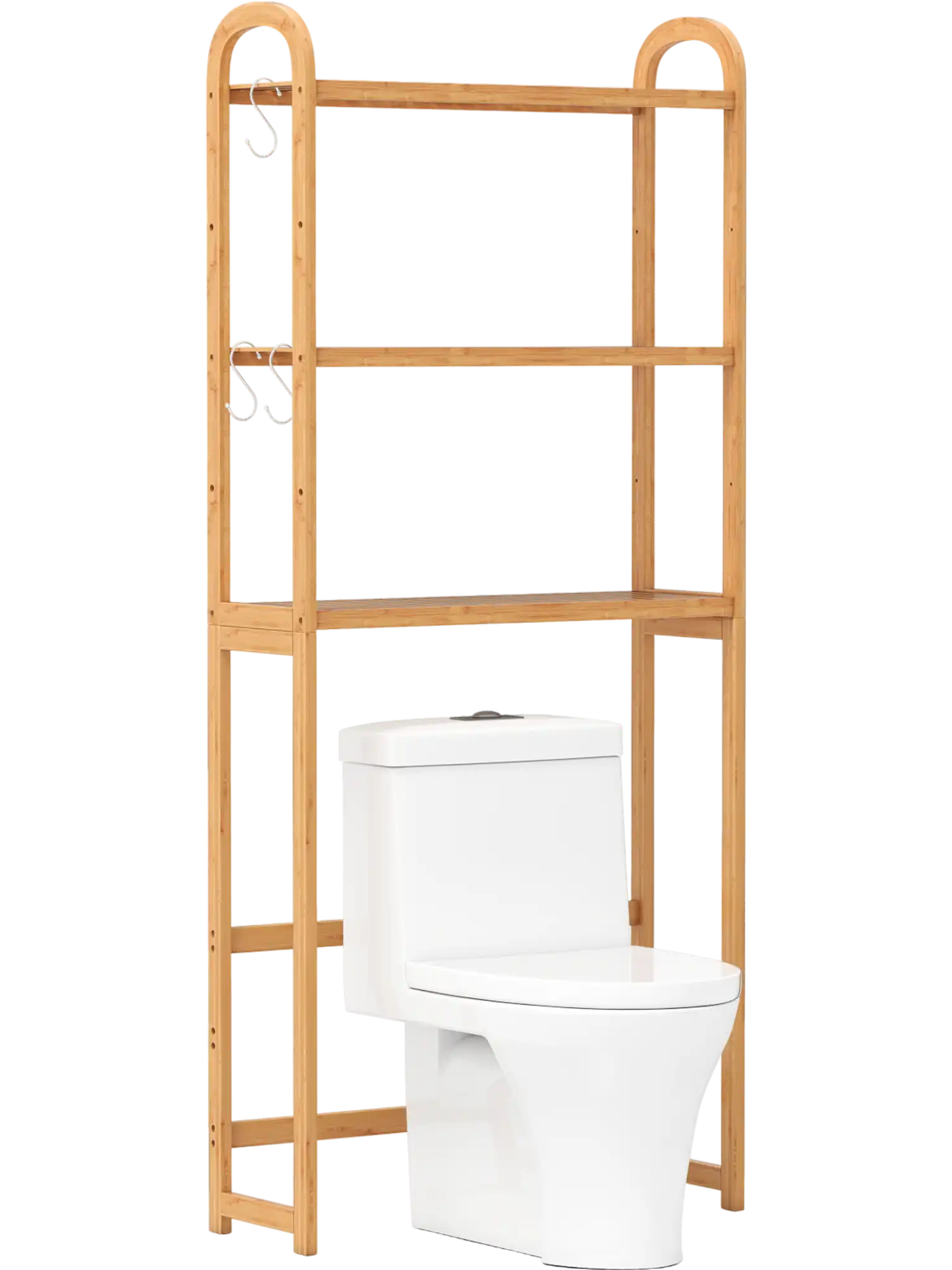 Costway 3-Tier Bamboo Over Toilet Storage Cabinet Organizer 356174892 New