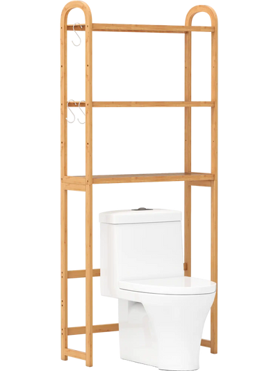 Costway 3-Tier Bamboo Over Toilet Storage Cabinet Organizer 356174892 New