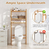 3-tier bamboo bathroom floor organizer with adjustable shelves and hooks, ideal for flexible storage and towel hanging.
