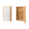 Bamboo small medicine cabinet with mirror door, featuring 3-tier removable shelves for customized storage.
