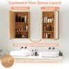 Bamboo small medicine cabinet with mirror door, featuring removable shelves for customized storage, wall-mounted or.