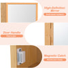Bamboo small medicine cabinet with mirror door, featuring removable shelves and easy-open handle for stylish storage.