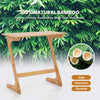 Bamboo Z-shaped side table with spacious tabletop, natural finish, ideal for small rooms and multi-functional use.
