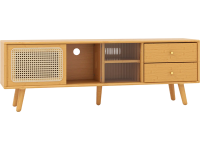 Costway Bamboo TV Stand for TVs up to 65