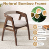 Bamboo upholstered dining chair with curved back, walnut frame, and cushion for comfort in dining or living spaces.