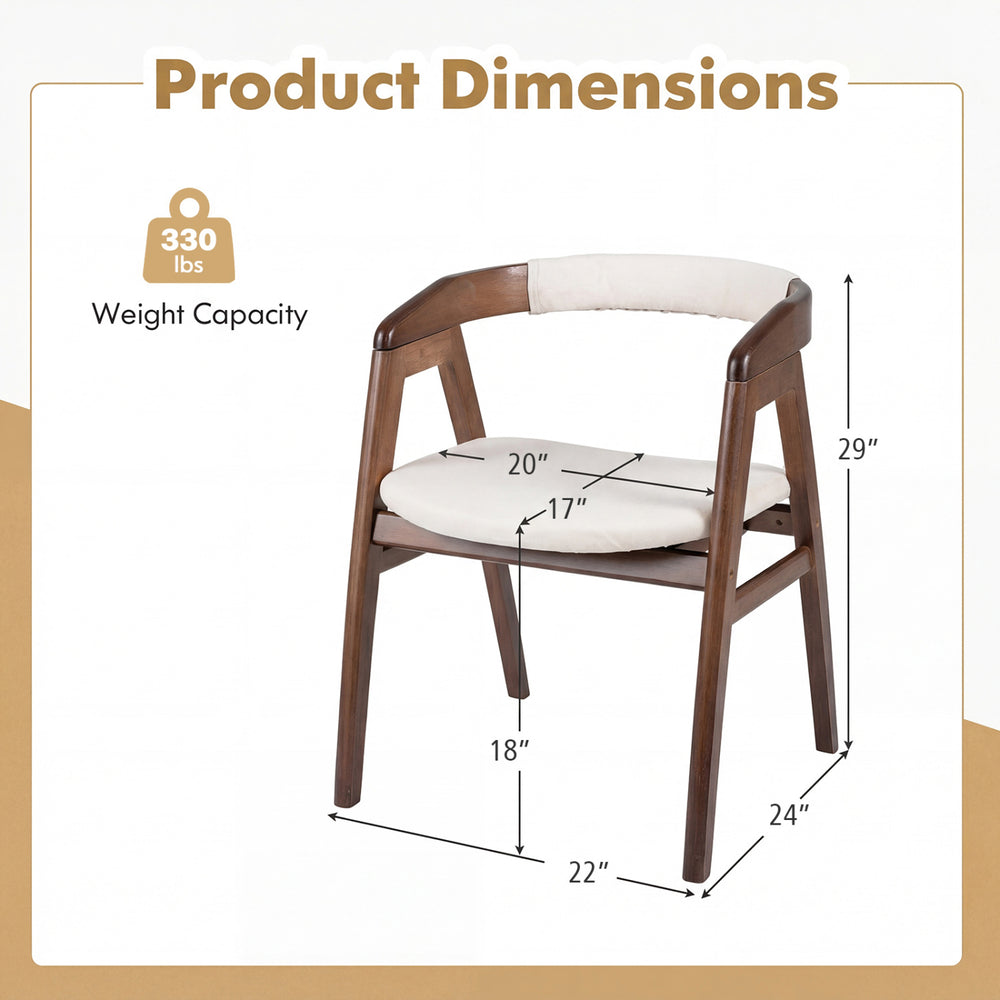 Bamboo upholstered dining chair with curved back, walnut finish, dimensions 20" seat height, 330 lbs weight capacity.