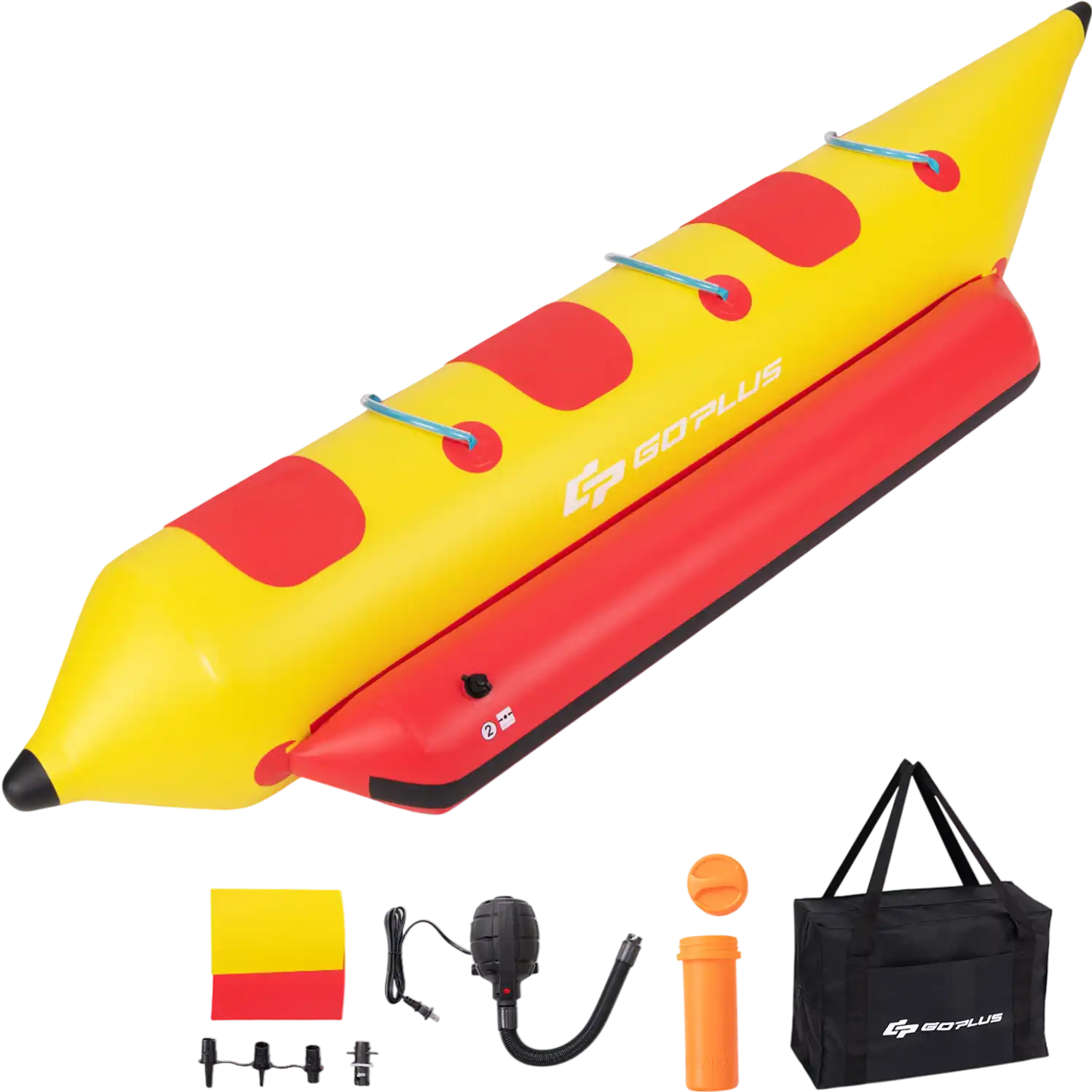 Costway 3-Person Inflatable Banana Boat w/ Electric Air Pump Carrying Bag Repair Kit 32471968 New