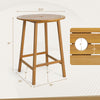 Round slatted bar height table made of solid acacia wood, featuring an umbrella hole, ideal for outdoor use.