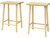 Set of 2 natural rubber wood bar stools with footrest, featuring a sleek design for home bar settings.
