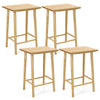 Set of 2 natural 25.5-inch bar stools with sturdy rubber wood construction and footrest, perfect for home bar settings.
