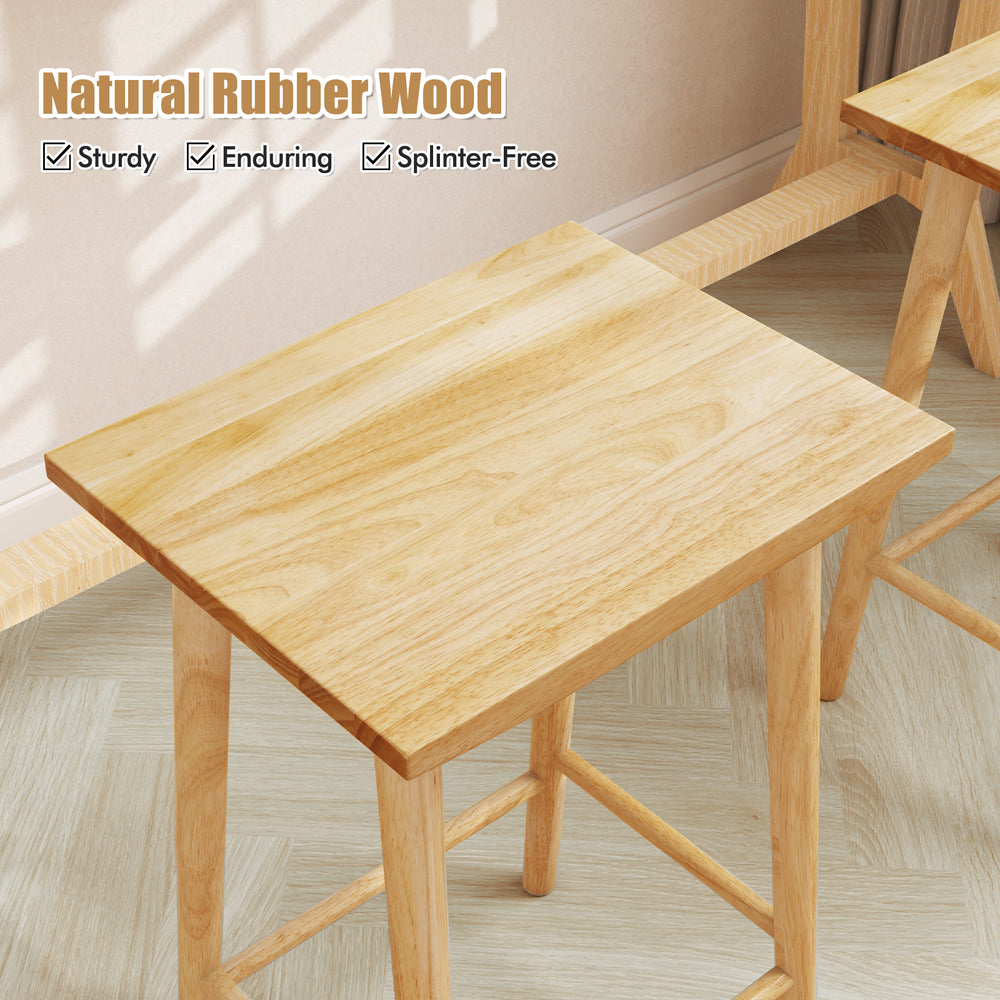 Natural rubber wood bar stool top showcasing sturdy construction and sleek finish, ideal for home bar settings.