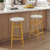 Backless bar stools set of 2 with sturdy metal frame and white padded seats, ideal for kitchen islands and home bars.